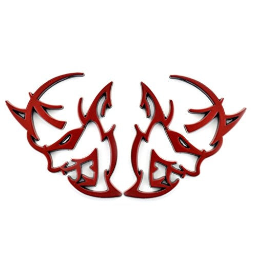 2pcs RED Metal Demon Challenger Charger Car Side Fender Rear Trunk Emblem Badge Sticker Decals For JEEP Dodge Decoration