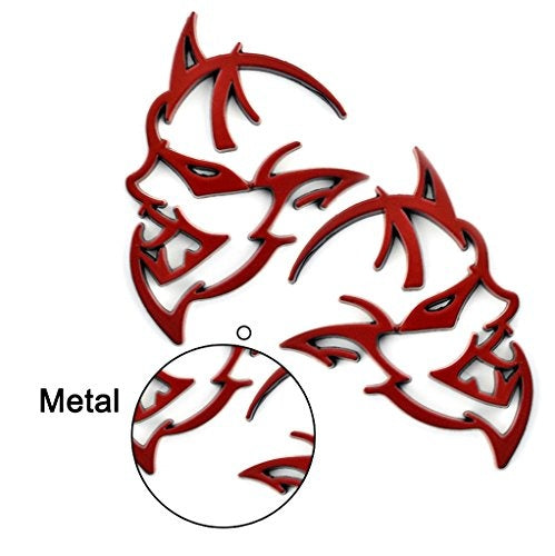 2pcs RED Metal Demon Challenger Charger Car Side Fender Rear Trunk Emblem Badge Sticker Decals For JEEP Dodge Decoration