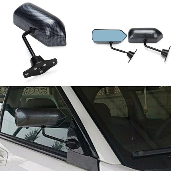2pcs Adjustable F1 Style Car Side Rearview Mirrors Carbon Fiber Color Blue Mirror