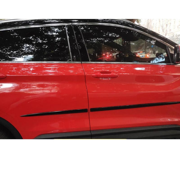 4pcs Carbon Black Car Side Edge Anti-scratch Body Side Moldings Strips Front Rear Lower Door Guard Protection Sticker