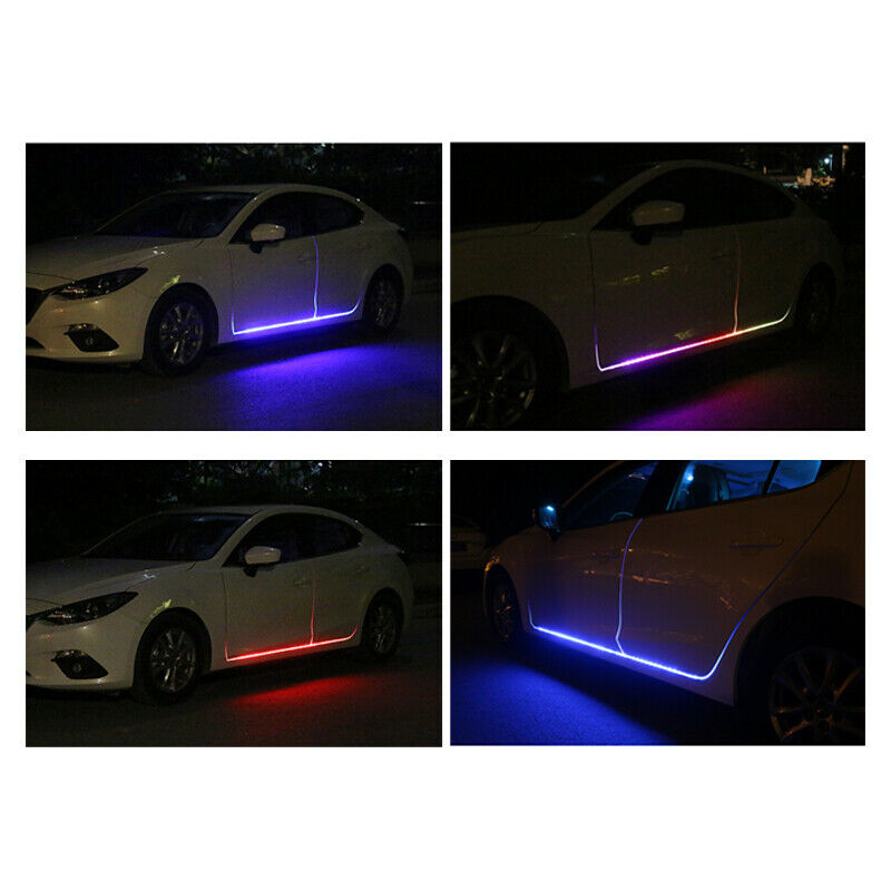 2pcs Car LED 12V Door Welcome Lamp Light Universal Flexible Strip Remote Control