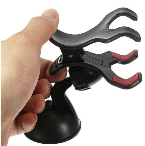 Universal Car Windshield Mount Dual Clamp Clip Bracket Mobile Holder For Smartphones