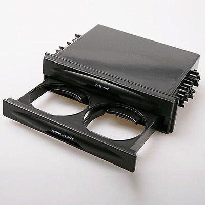 Car Universal Double/Single Din With Drink-Cup Holder And Storage Box (Black)