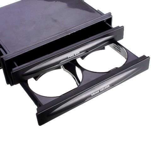 Car Universal Double/Single Din With Drink-Cup Holder And Storage Box (Black)