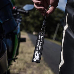 DROP A GEAR AND DISAPPEAR Car Bike Embroidered Fabric Tag Strap Keyring Key Holder