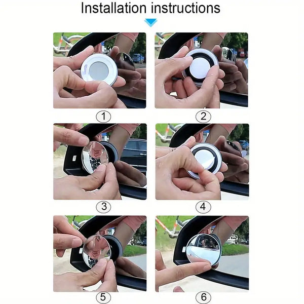 2pcs Car Blind Spot Rear View Mirror Wide Angle 360 Degree Adjustable Small Round Mirror Car Reverse Auxiliary Rearview Convex Mirror