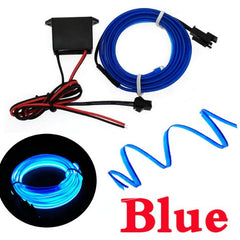 Blue 5 Feet Long Flexible EL Wire Glowing Neon Car Light + Inverter
