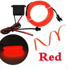Red 5 Feet long Flexible EL Wire Glowing Neon Car Light + Inverter