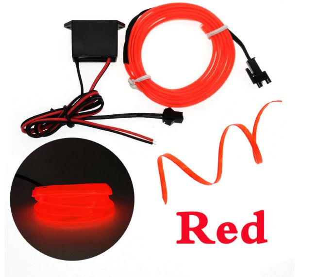 Red 5 Feet long Flexible EL Wire Glowing Neon Car Light + Inverter