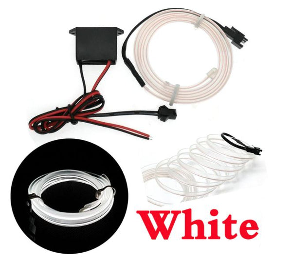 White 13 Feet long Flexible EL Wire Glowing Neon Car Light + 1 Inverter