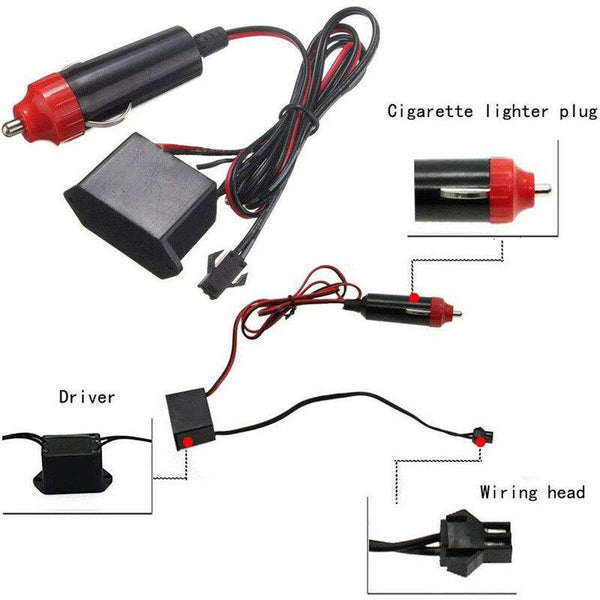 Ice Blue 5 Feet Long Flexible EL Wire Glowing Neon Car Light + Inverter