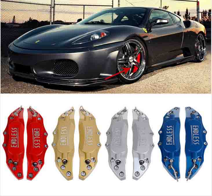 2pc Universal Car Aluminum Alloy ENDLESS Front & Rear Disc Brake Caliper Cover Small Size (Silver Color)