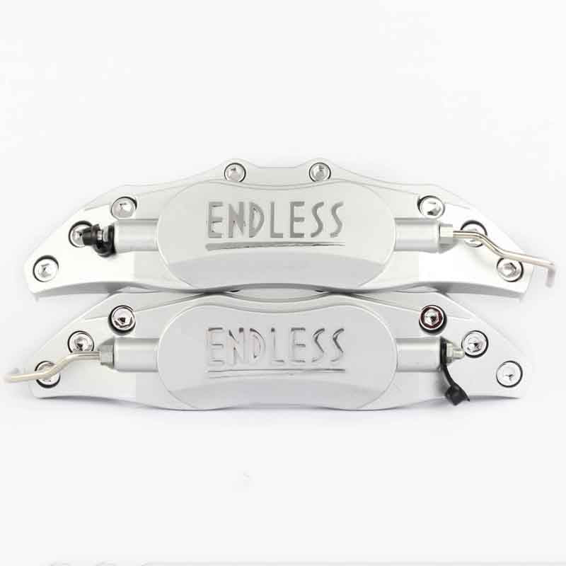2pc Universal Car Aluminum Alloy ENDLESS Front & Rear Disc Brake Caliper Cover Small Size (Silver Color)