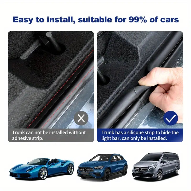 1pc Car New LED Multi-Color Trunk Atmosphere Light, With Scanning And Constant Light Mode, LED Sensor Light Strip