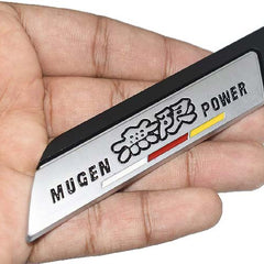 Black Muge Power 2pcs Universal Logo Car Metal Alloy Body Side Fender Emblem(Metal)