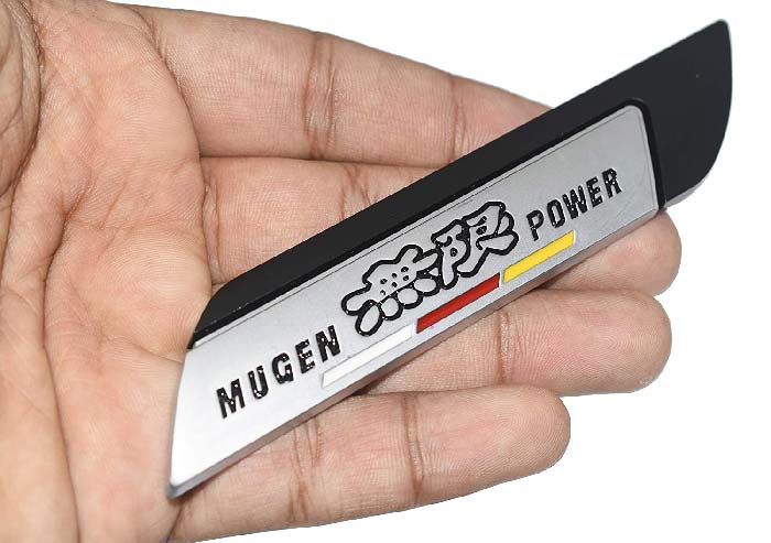 Black Muge Power 2pcs Universal Logo Car Metal Alloy Body Side Fender Emblem(Metal)