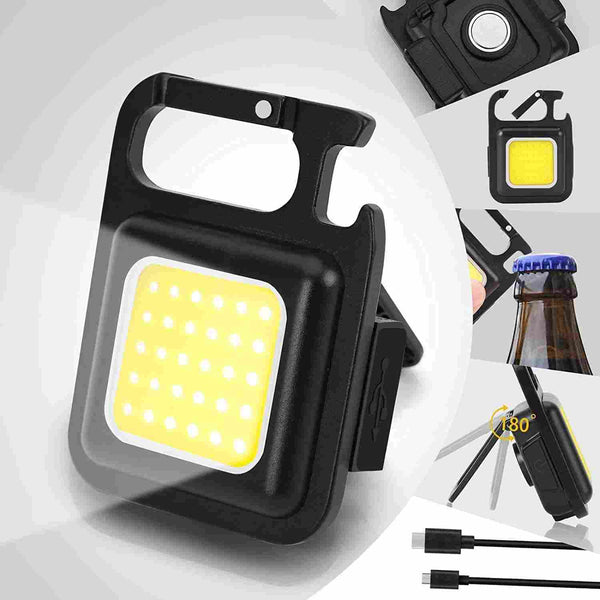 Flashlight With Bottle Opener, Magnetic Base And Folding Bracket Mini 1000 Lumens Rechargeable LED Light Cool White With 4 Modes Multifunctional Pocket Light
