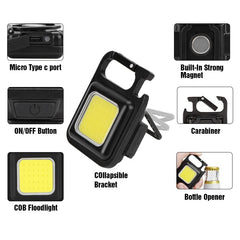 Flashlight With Bottle Opener, Magnetic Base And Folding Bracket Mini 1000 Lumens Rechargeable LED Light Cool White With 4 Modes Multifunctional Pocket Light