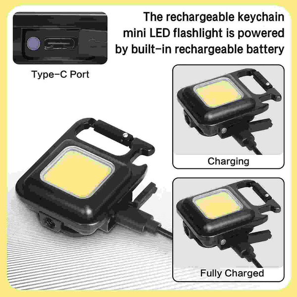 Flashlight With Bottle Opener, Magnetic Base And Folding Bracket Mini 1000 Lumens Rechargeable LED Light Cool White With 4 Modes Multifunctional Pocket Light