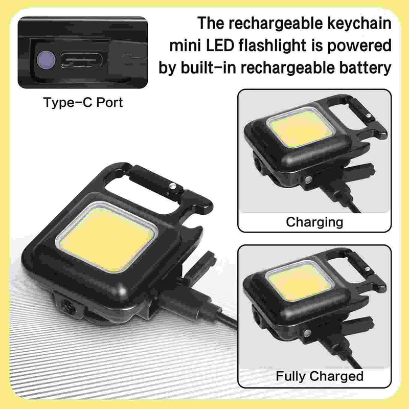 Flashlight With Bottle Opener, Magnetic Base And Folding Bracket Mini 1000 Lumens Rechargeable LED Light Cool White With 4 Modes Multifunctional Pocket Light