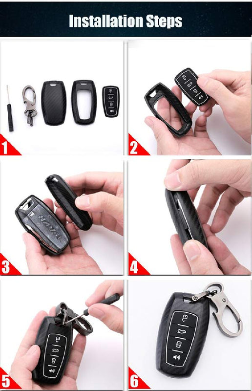 Ford 2 Button Flip Key ABS+Silicone Car Key Cover Case With Keychain