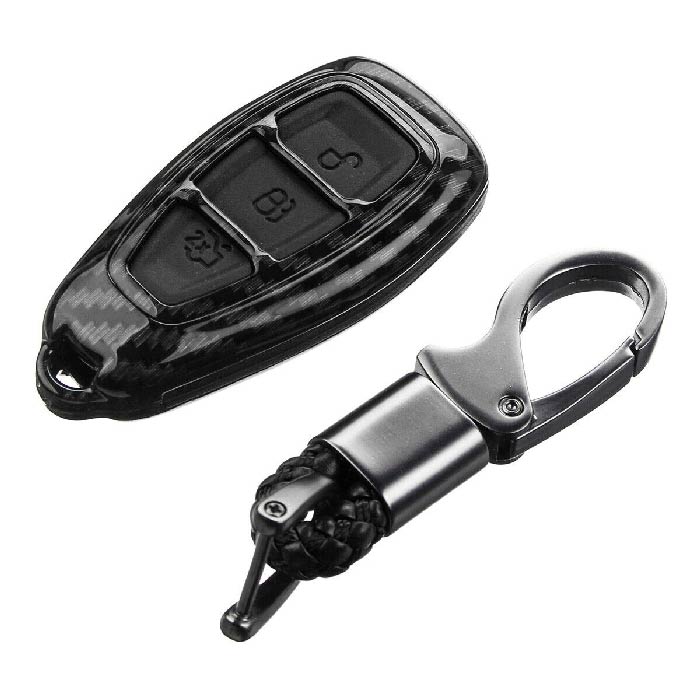 Ford ECOSPORT 3 Button Smart Key ABS+Silicone Car Key Cover Case With Keychain