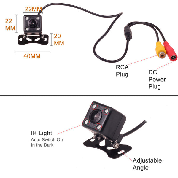 2in1 Front & Rear Parking 4 LED Night Vision Car Backup Reverse Rear View Camera With Wide View CCD Image