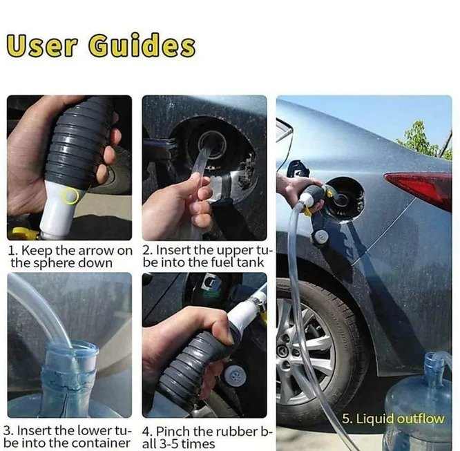 FUEL TRANSFER PUMP KIT, HIGH FLOW SIPHON HAND OIL PUMP, PORTABLE MANUAL CAR FUEL PUMP FOR PETROL DIESEL OIL LIQUID WATER TRANSFER PUMP