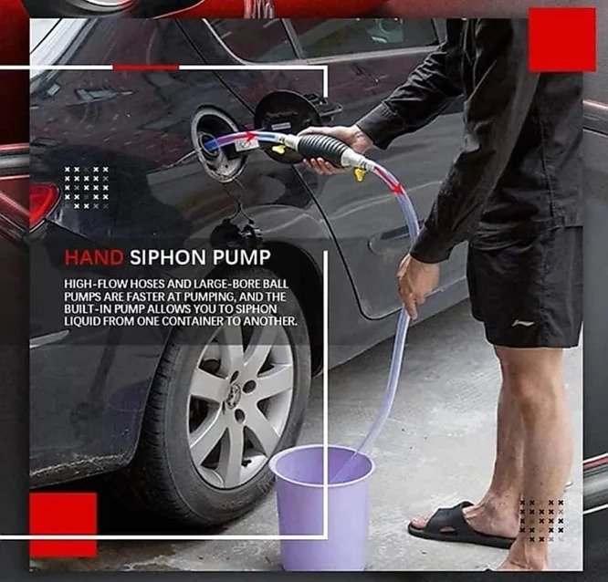 FUEL TRANSFER PUMP KIT, HIGH FLOW SIPHON HAND OIL PUMP, PORTABLE MANUAL CAR FUEL PUMP FOR PETROL DIESEL OIL LIQUID WATER TRANSFER PUMP