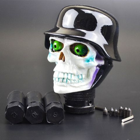Car Universal German Helmet Skull Gear Sifter Lever Knob Wicked Carved Black