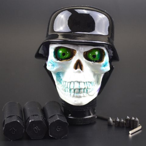 Car Universal German Helmet Skull Gear Sifter Lever Knob Wicked Carved Black