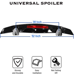 GT Wing Spoiler 52.3Inch, Universal Lightweight ABS Car Rear Spoiler Wing, GT Style, Racing Spoiler JDM Style(Comes Without Color)