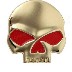 Gold-Red Car Auto Logo 3D Metal Emblem Badge Decals Skeleton Half Skull