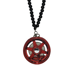 Six Spoke Red Car Mirror Pendant Decoration Metal Wheel Hub Hanging Ornaments Auto Interior