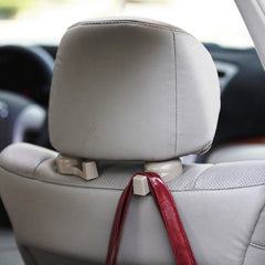 2pcs Gry Universal Car Headrest Luggage Bag Holder, Hanger And Hook