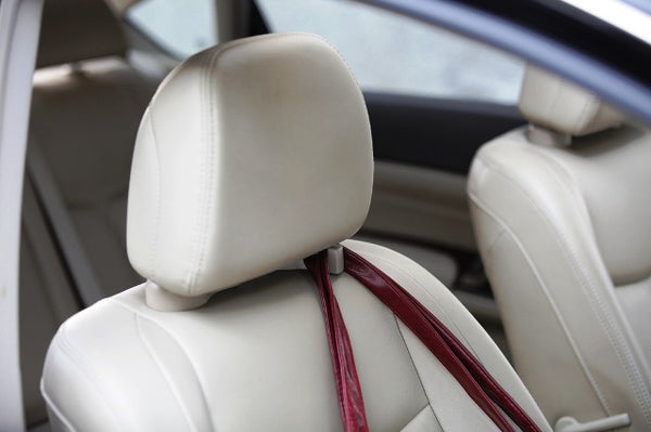 2pcs Gry Universal Car Headrest Luggage Bag Holder, Hanger And Hook