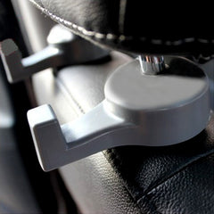 2pcs Gry Universal Car Headrest Luggage Bag Holder, Hanger And Hook