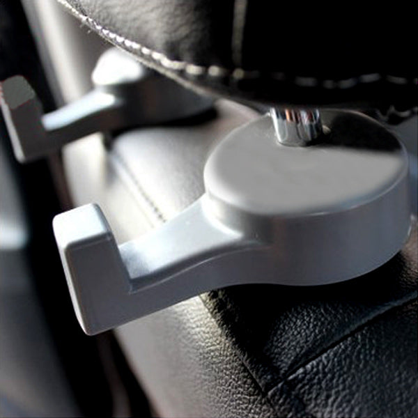 2pcs Gry Universal Car Headrest Luggage Bag Holder, Hanger And Hook