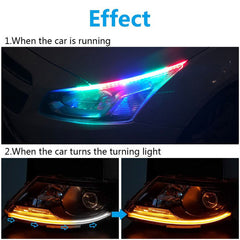 60cm Car Headlight Daytime Running Strip Light RGB Flexible Indicator Lights for Cars & Bikes with Wireless Remote Controller (60 cm, Set of 2 Pieces) (Multicolor)