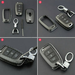 Hyundai 3 Button Flip Key ABS+Silicone Car Key Cover Case With Keychain Fit For Kona, Verna 2018 Onwards