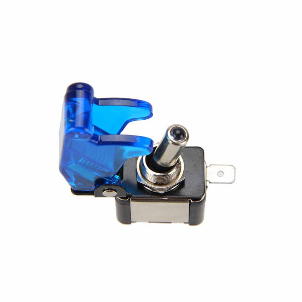 illuminated LED Toggle Switch With Missile Style Flick Cover 12V Car Dash BLUE