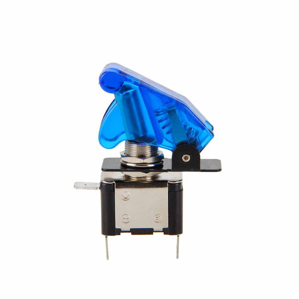 illuminated LED Toggle Switch With Missile Style Flick Cover 12V Car Dash BLUE