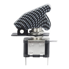 illuminated LED Toggle Switch With Missile Style Flick Cover 12V Car Dash CARBON