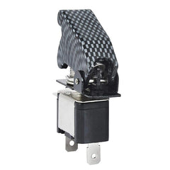 illuminated LED Toggle Switch With Missile Style Flick Cover 12V Car Dash CARBON