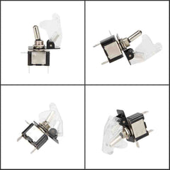 illuminated LED Toggle Switch With Missile Style Flick Cover 12V Car Dash CLEAR