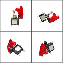 illuminated LED Toggle Switch With Missile Style Flick Cover 12V Car Dash RED