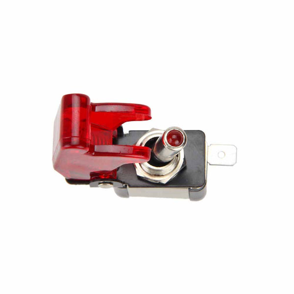 illuminated LED Toggle Switch With Missile Style Flick Cover 12V Car Dash RED