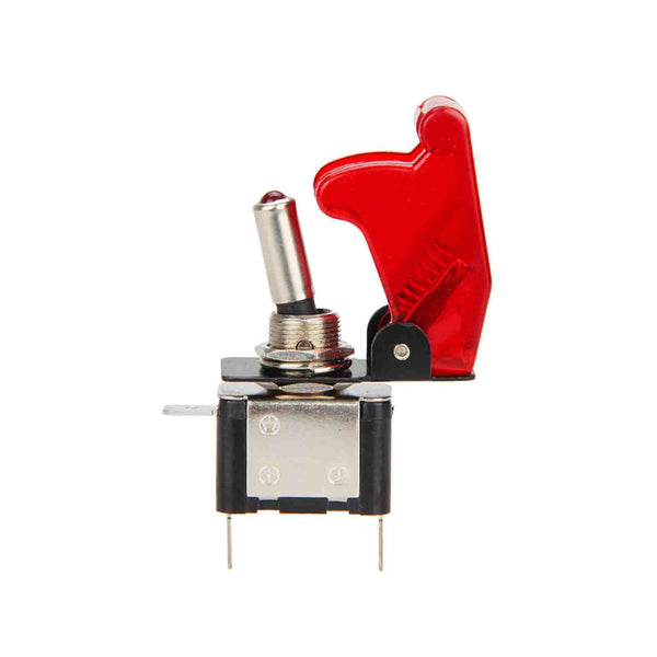 illuminated LED Toggle Switch With Missile Style Flick Cover 12V Car Dash RED