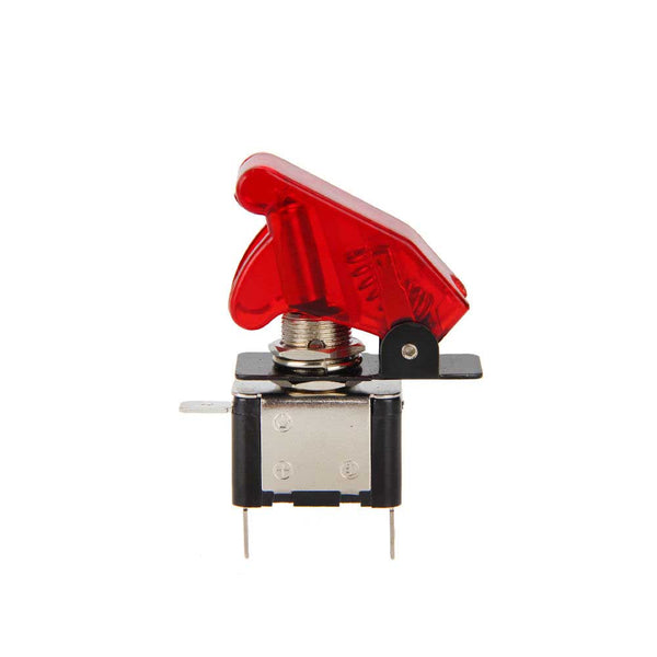 illuminated LED Toggle Switch With Missile Style Flick Cover 12V Car Dash RED