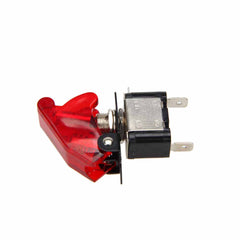 illuminated LED Toggle Switch With Missile Style Flick Cover 12V Car Dash RED